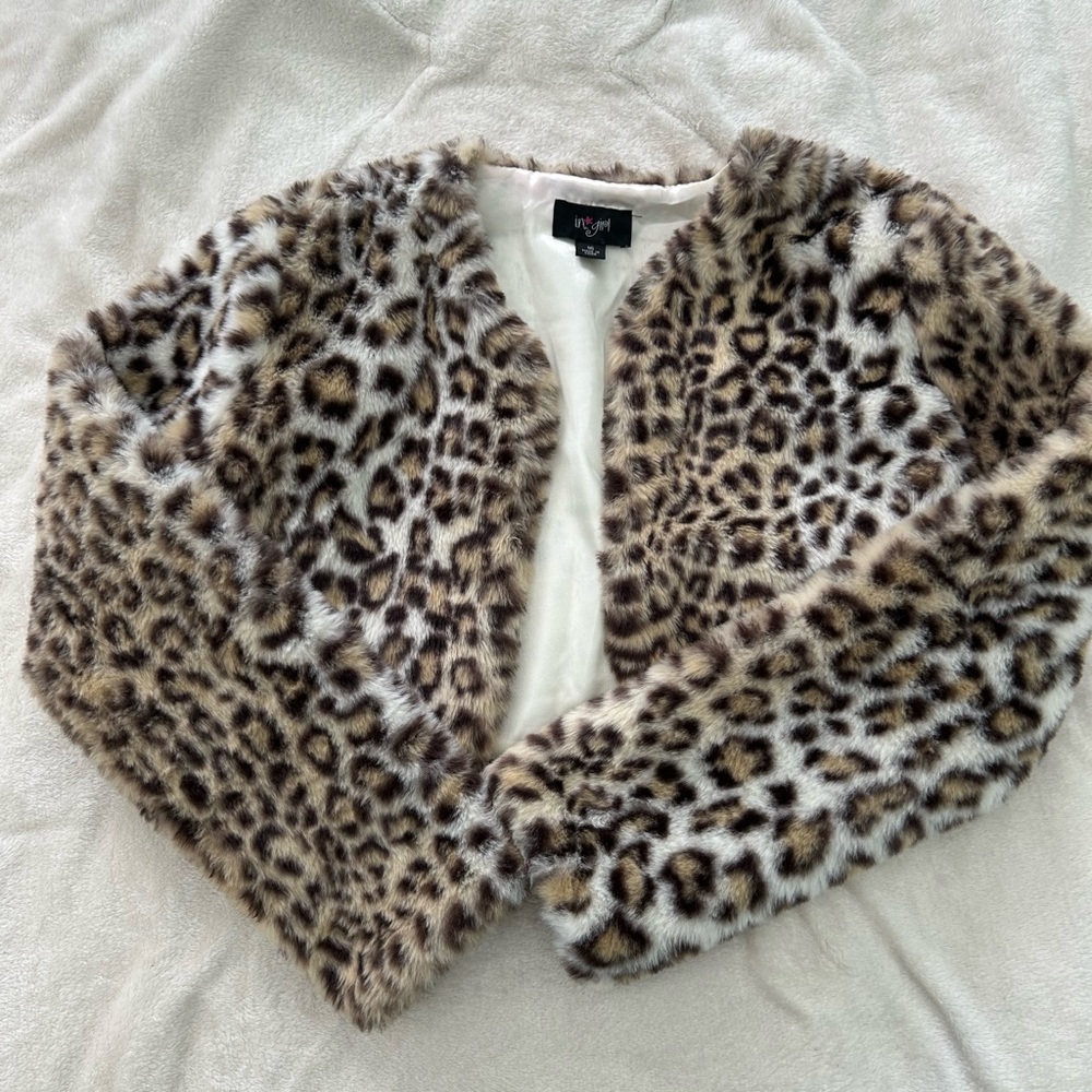 Leopard Print Faux Fur Kids Jacket